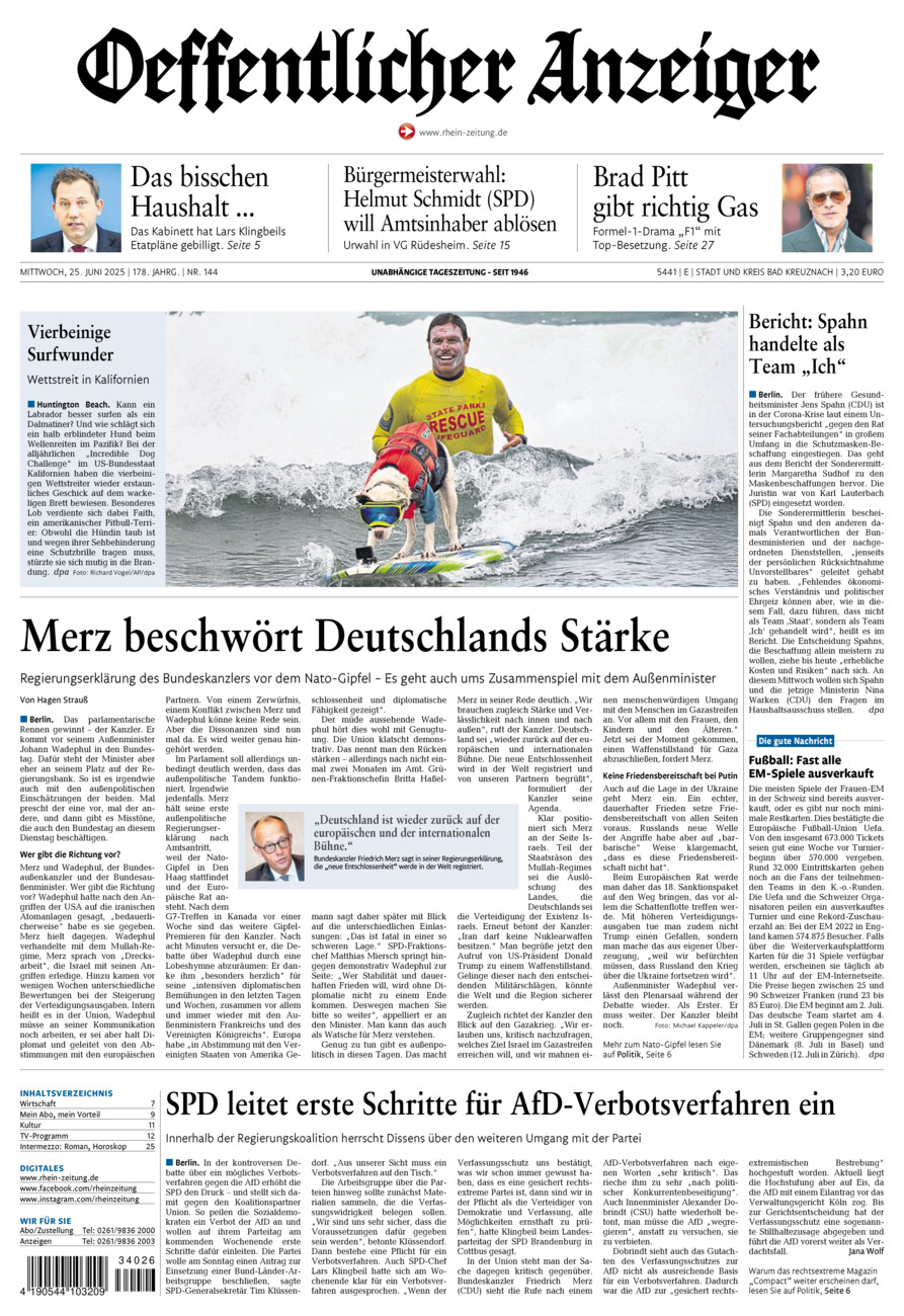 Oeffentlicher Anzeiger vom Mittwoch, 25.06.2025