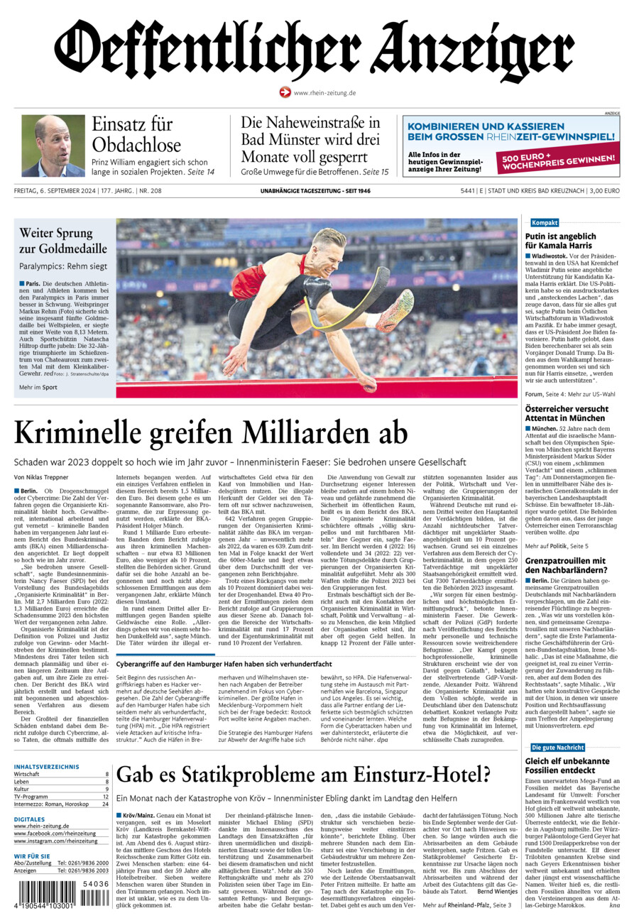 Oeffentlicher Anzeiger vom Freitag, 06.09.2024