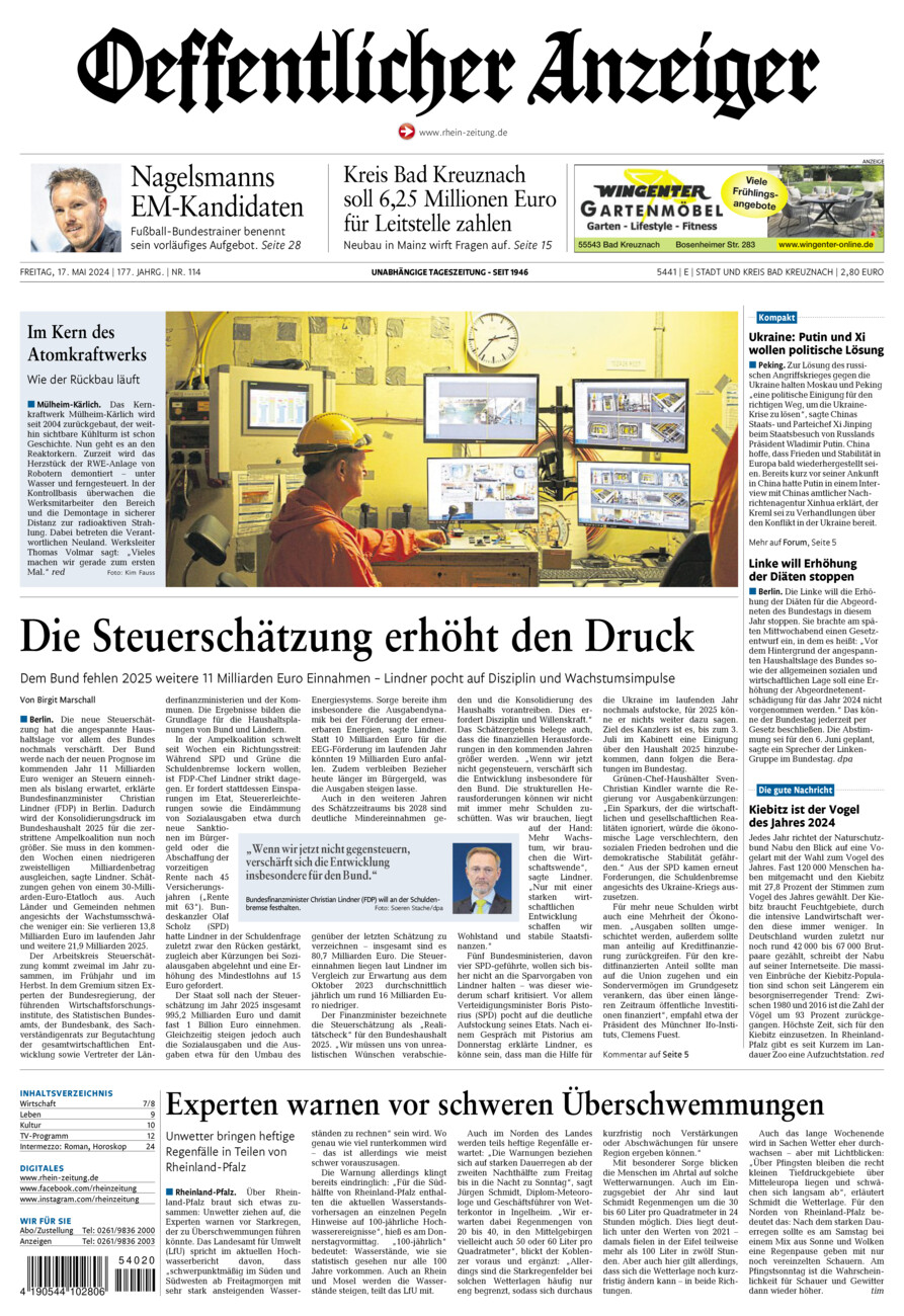 Oeffentlicher Anzeiger vom Freitag, 17.05.2024