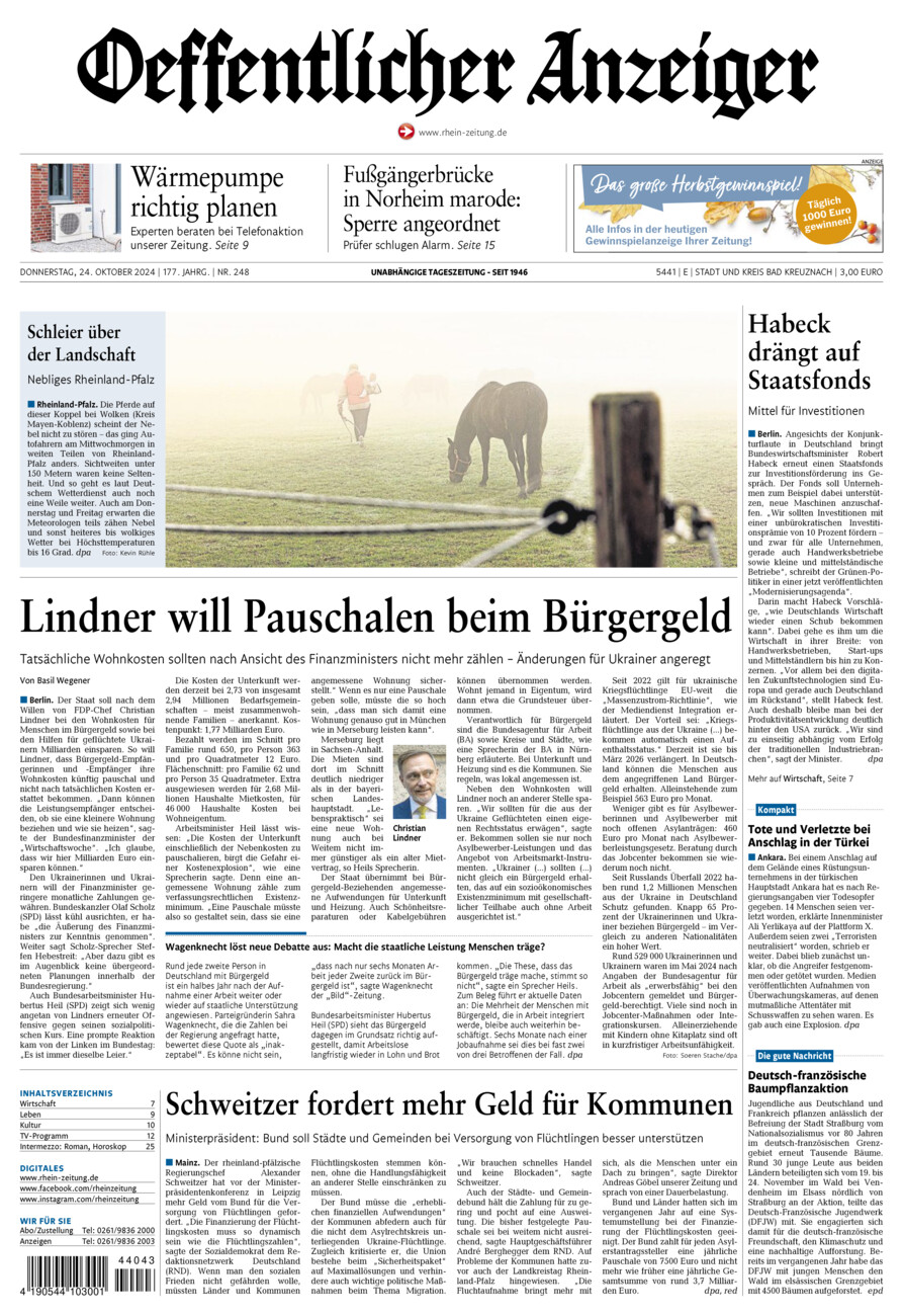 Oeffentlicher Anzeiger vom Donnerstag, 24.10.2024