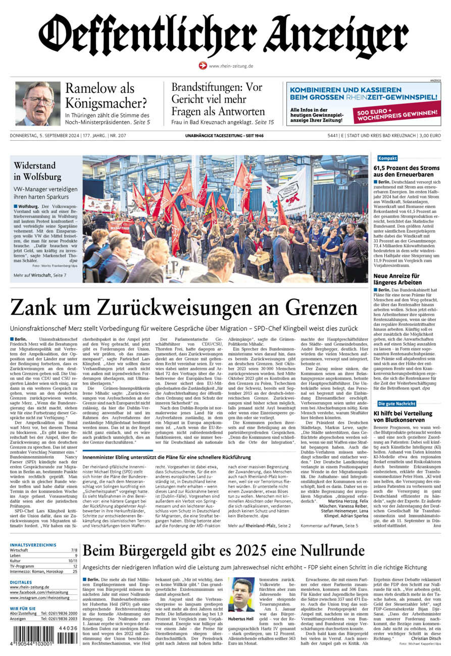 Oeffentlicher Anzeiger vom Donnerstag, 05.09.2024