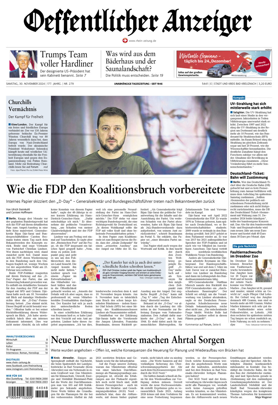 Oeffentlicher Anzeiger vom Samstag, 30.11.2024