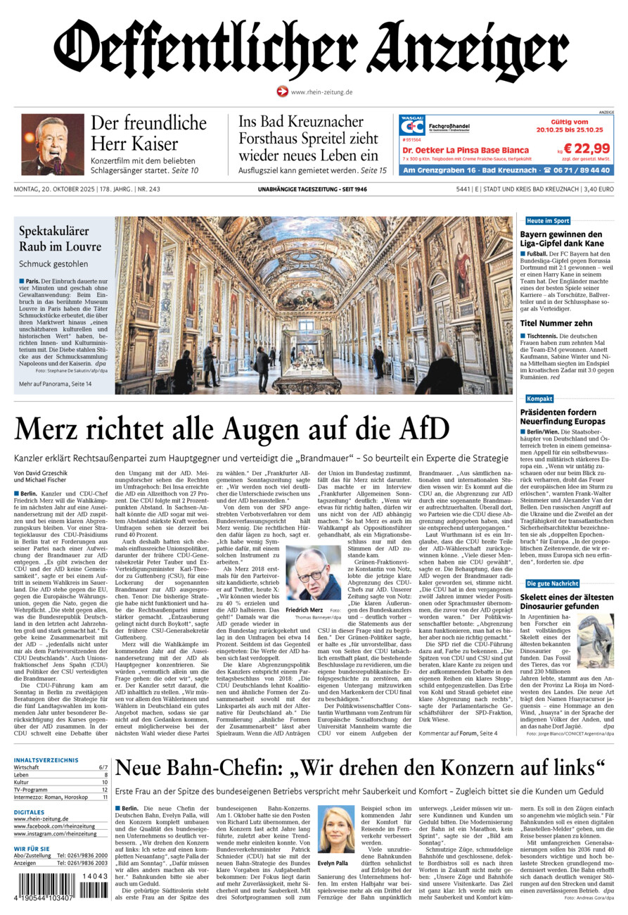 Oeffentlicher Anzeiger vom Montag, 20.10.2025