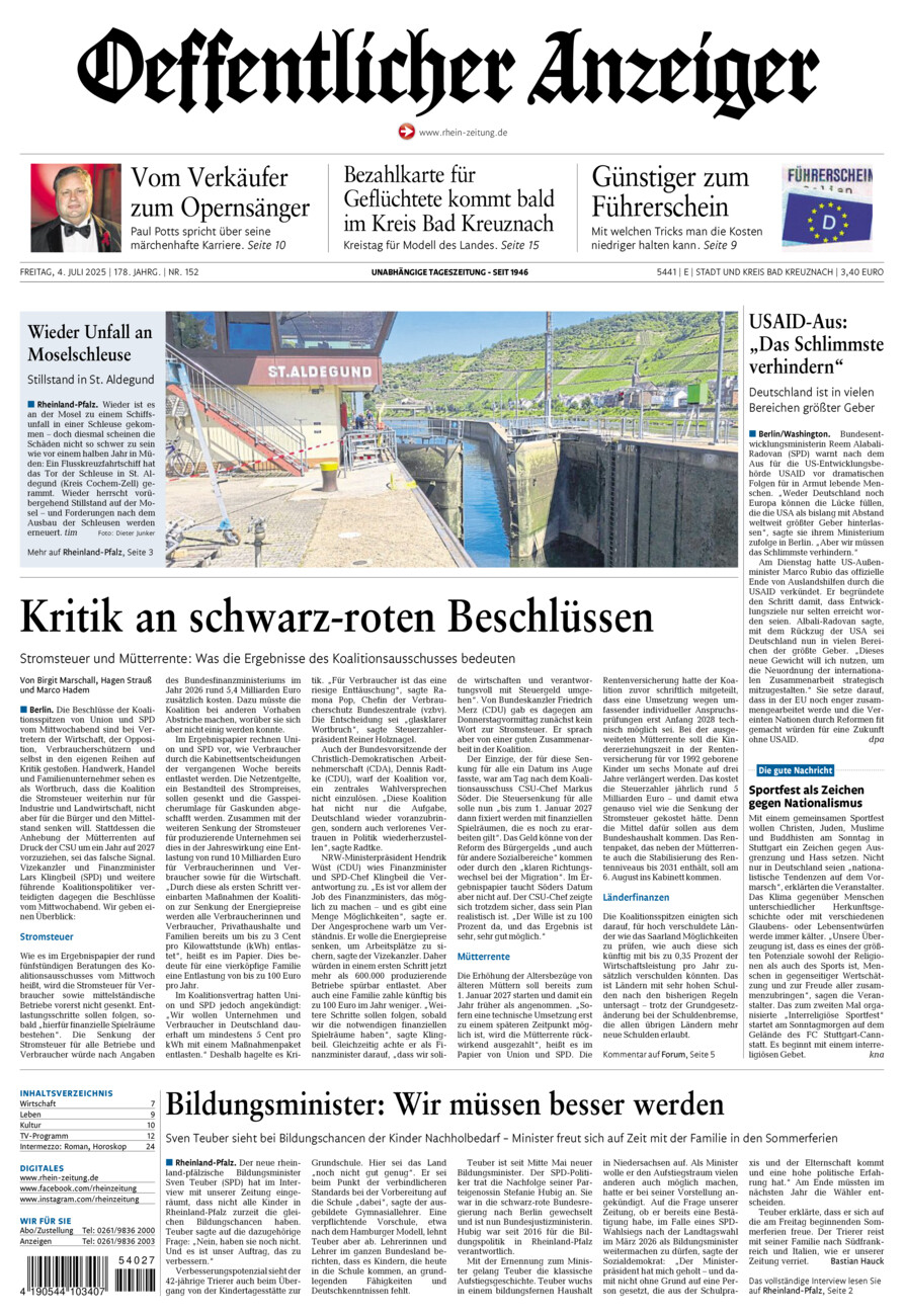 Oeffentlicher Anzeiger vom Freitag, 04.07.2025