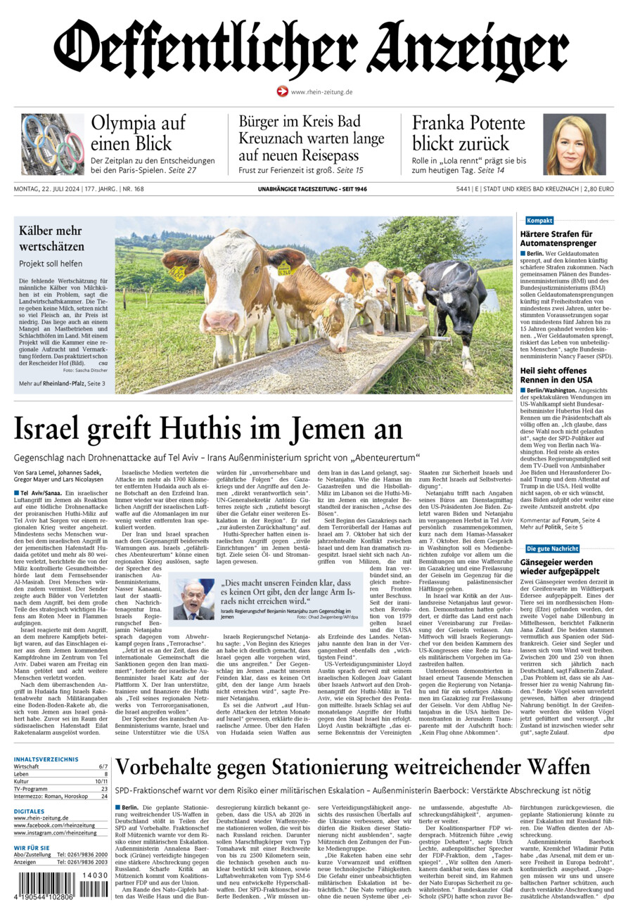 Oeffentlicher Anzeiger vom Montag, 22.07.2024