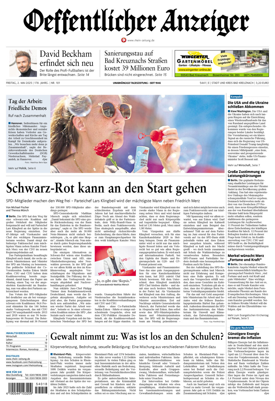 Oeffentlicher Anzeiger vom Freitag, 02.05.2025