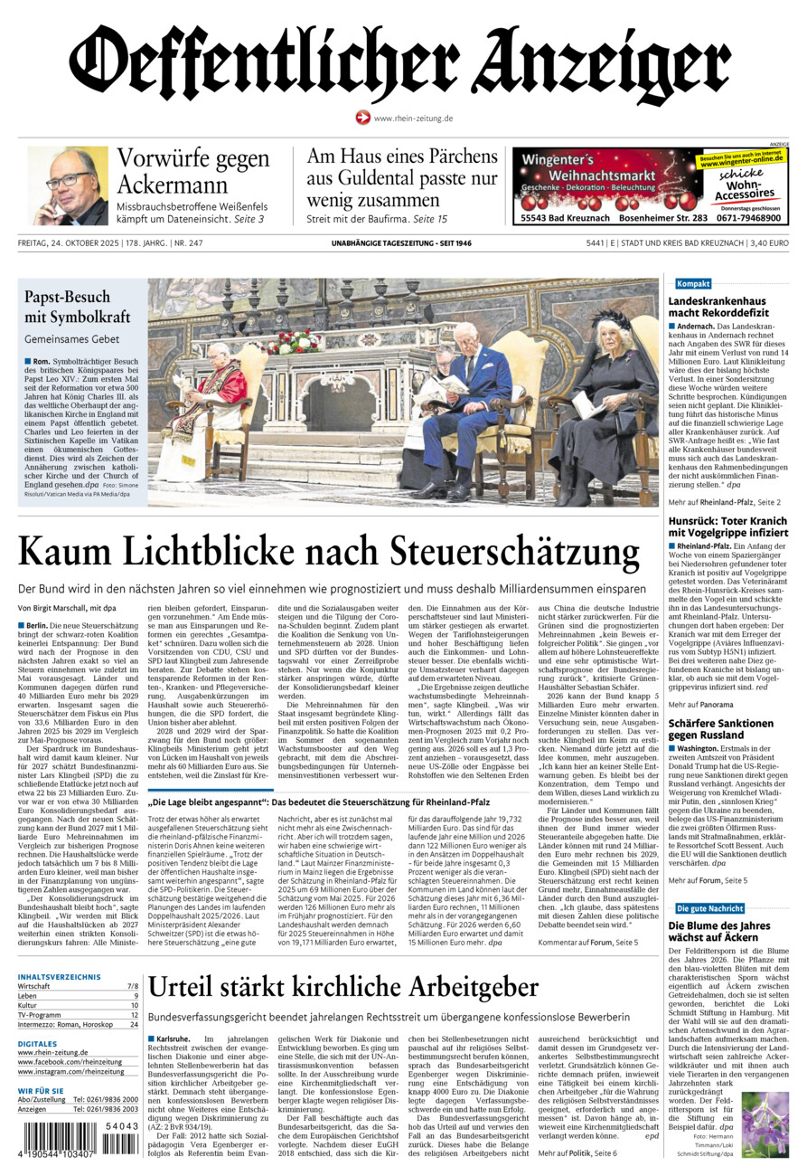 Oeffentlicher Anzeiger vom Freitag, 24.10.2025