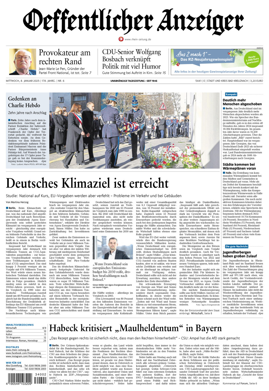 Oeffentlicher Anzeiger vom Mittwoch, 08.01.2025