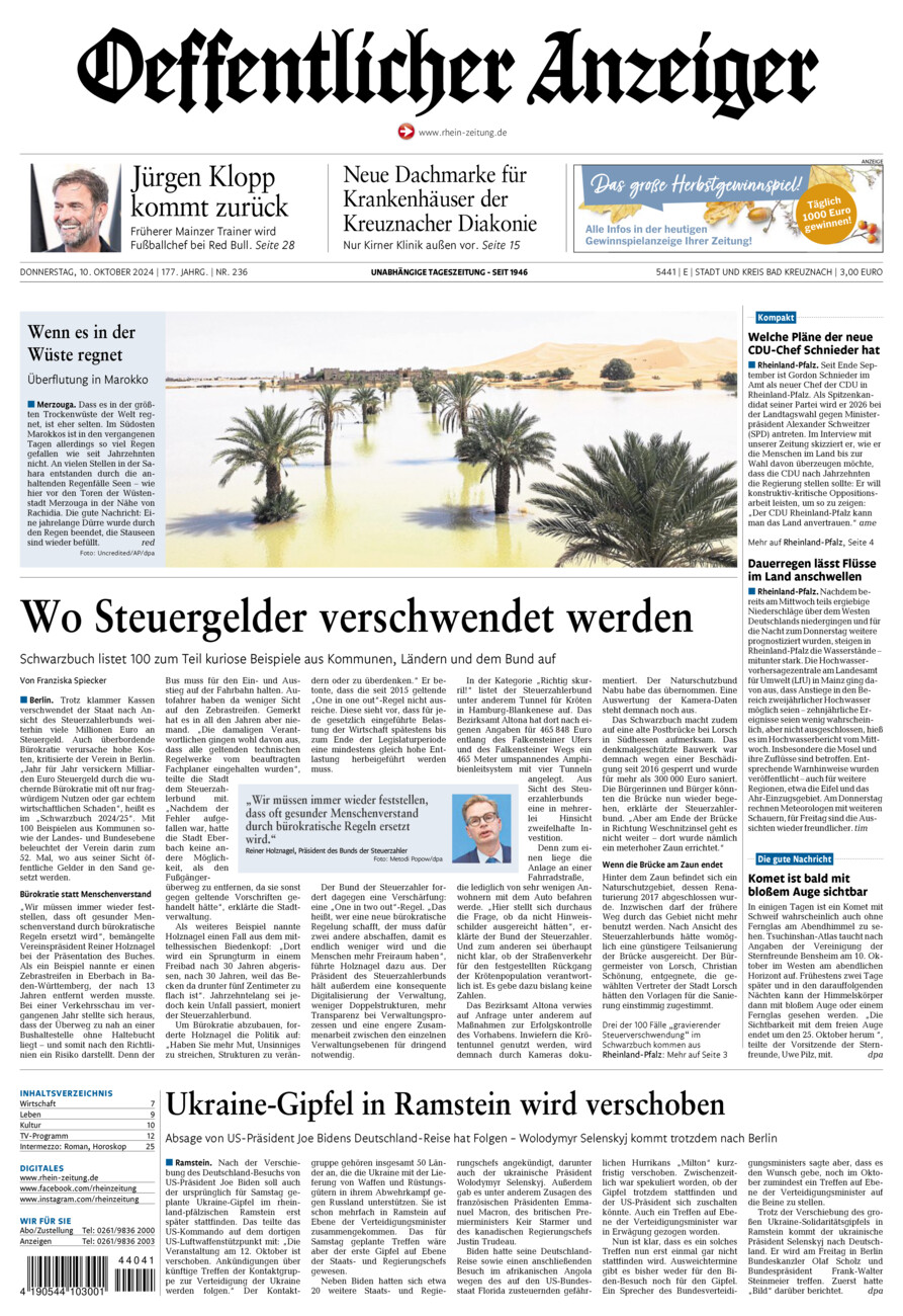 Oeffentlicher Anzeiger vom Donnerstag, 10.10.2024