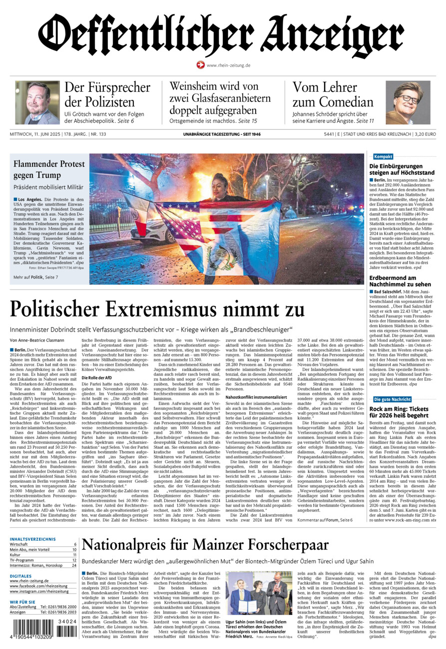 Oeffentlicher Anzeiger vom Mittwoch, 11.06.2025