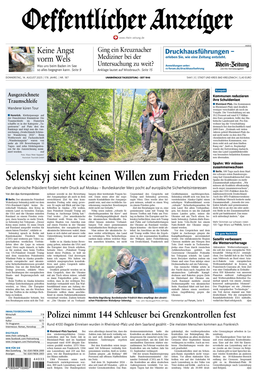 Oeffentlicher Anzeiger vom Donnerstag, 14.08.2025