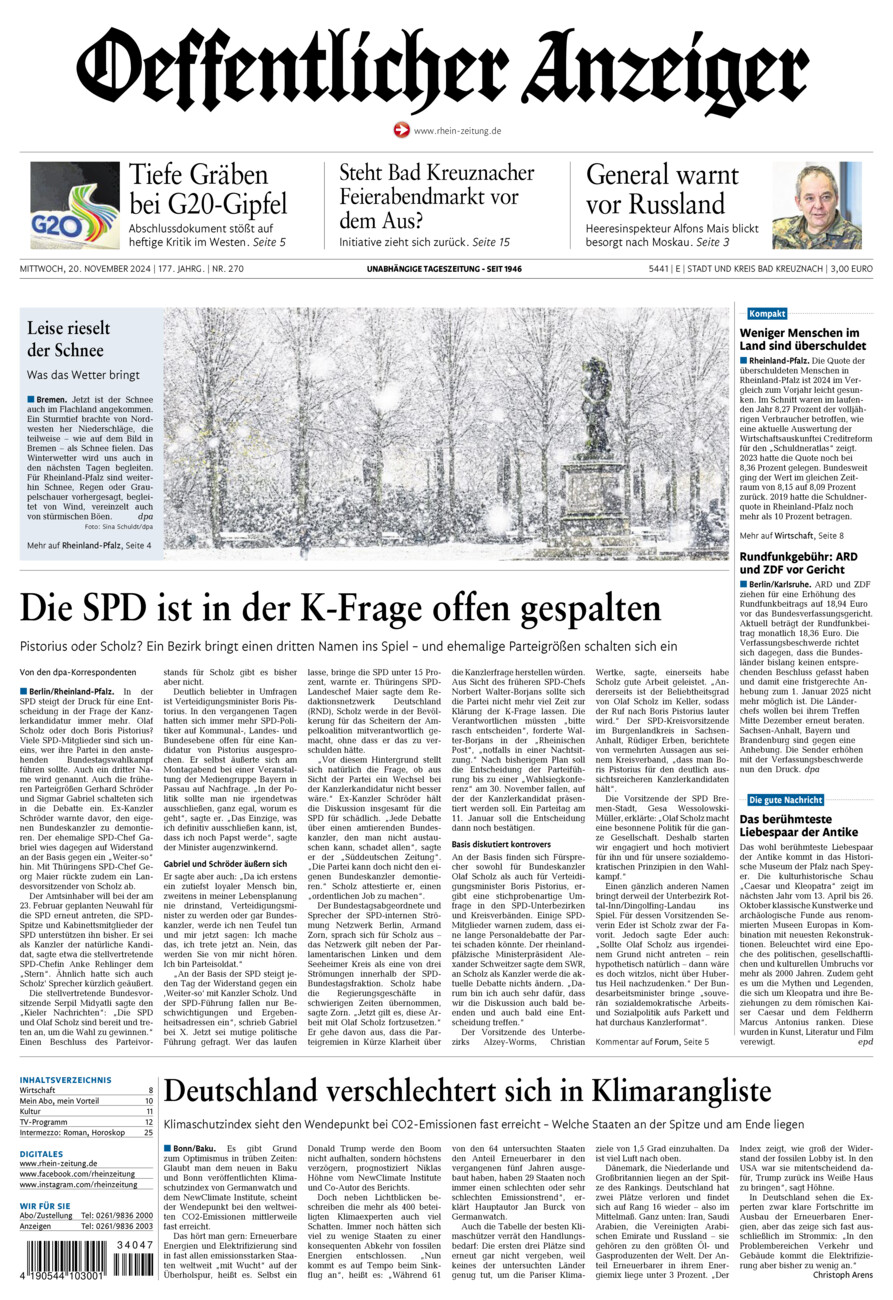 Oeffentlicher Anzeiger vom Mittwoch, 20.11.2024