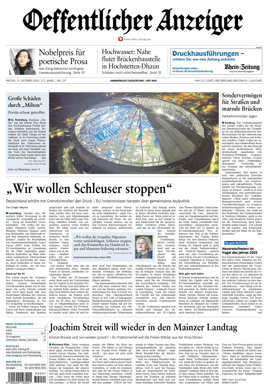 Oeffentlicher Anzeiger vom Freitag, 11.10.2024