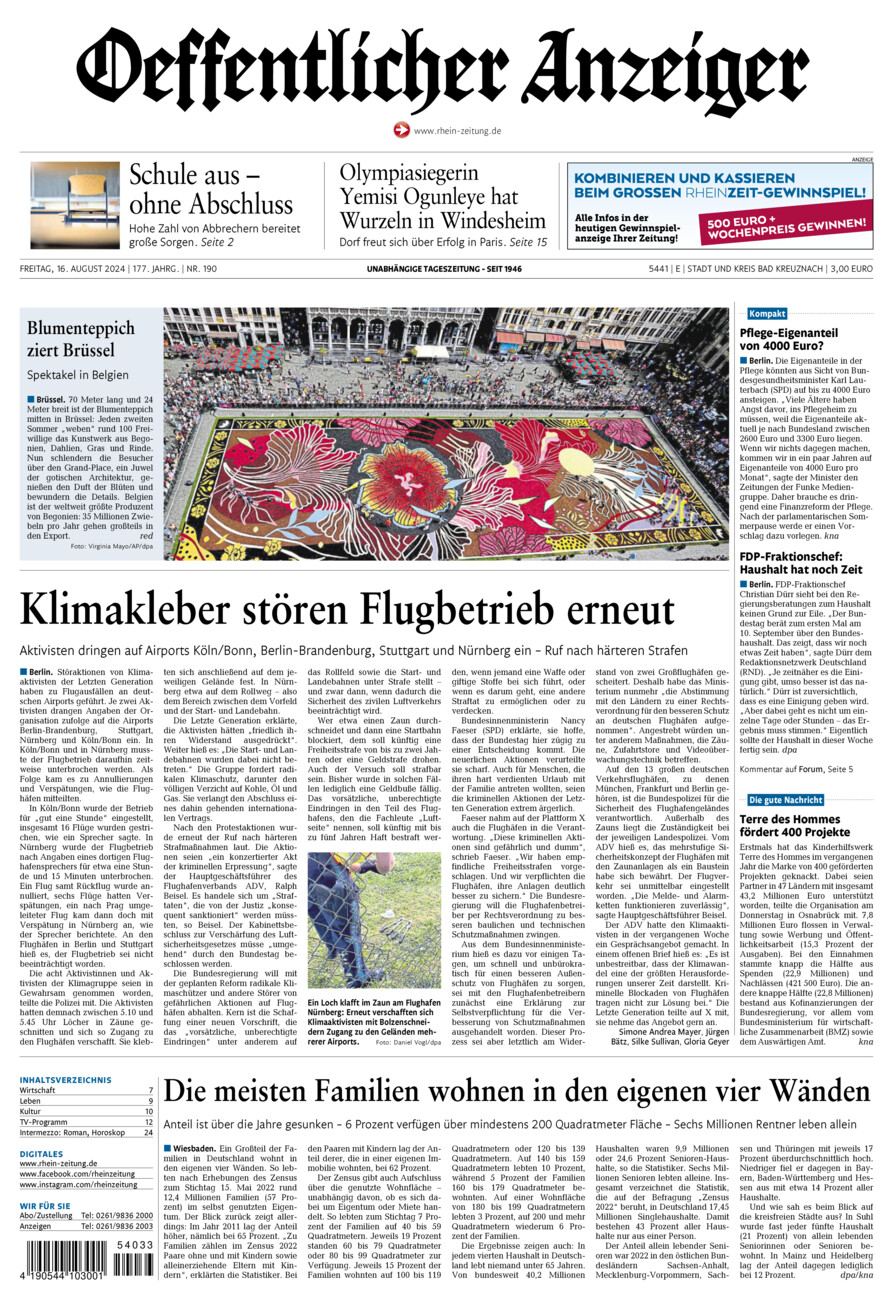 Oeffentlicher Anzeiger vom Freitag, 16.08.2024