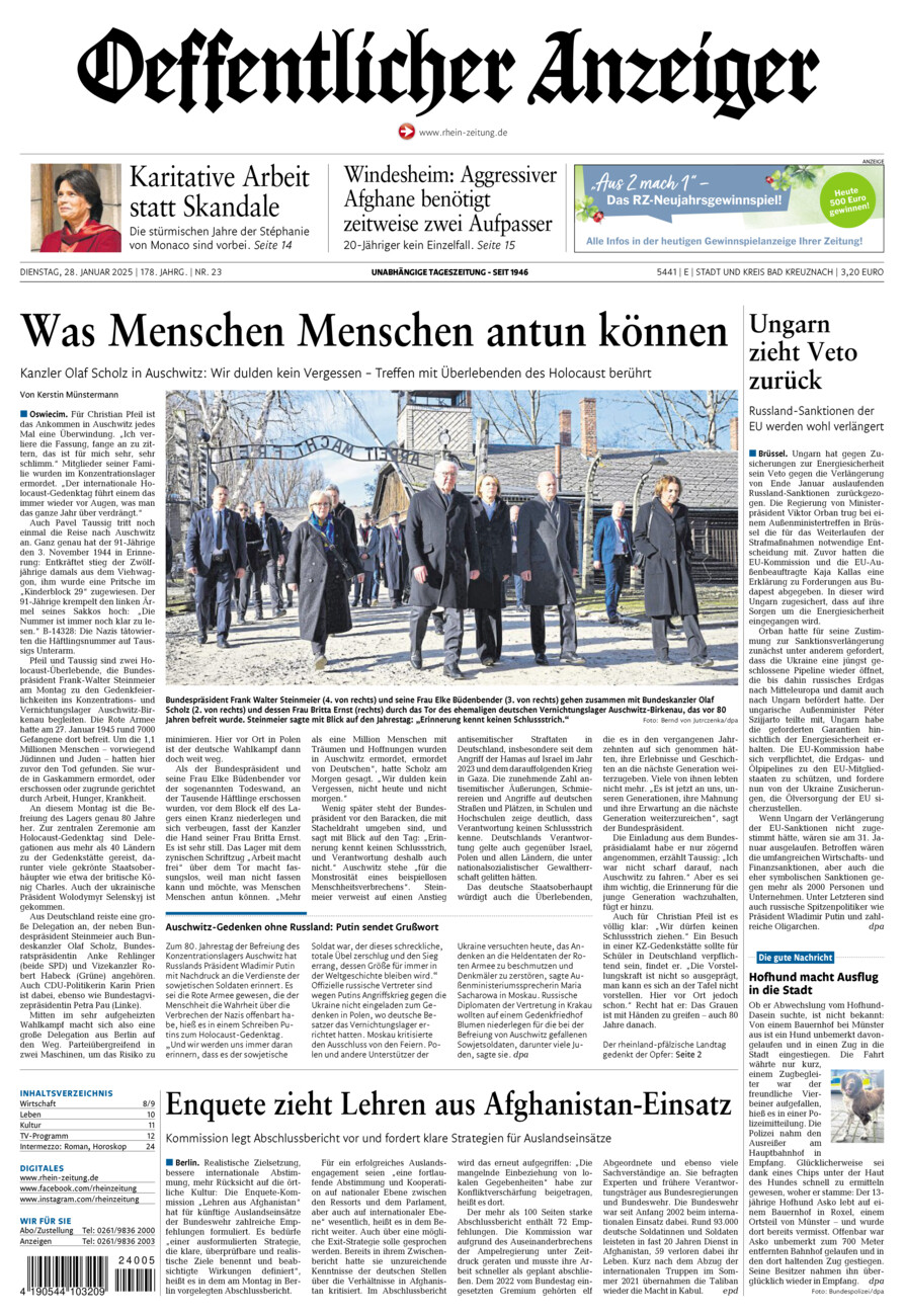 Oeffentlicher Anzeiger vom Dienstag, 28.01.2025