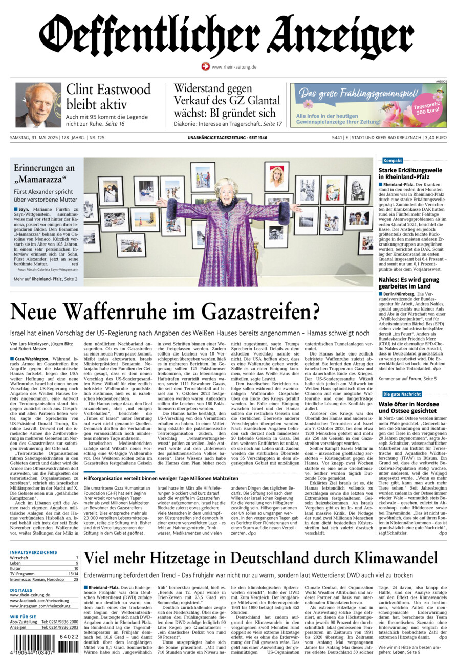 Oeffentlicher Anzeiger vom Samstag, 31.05.2025