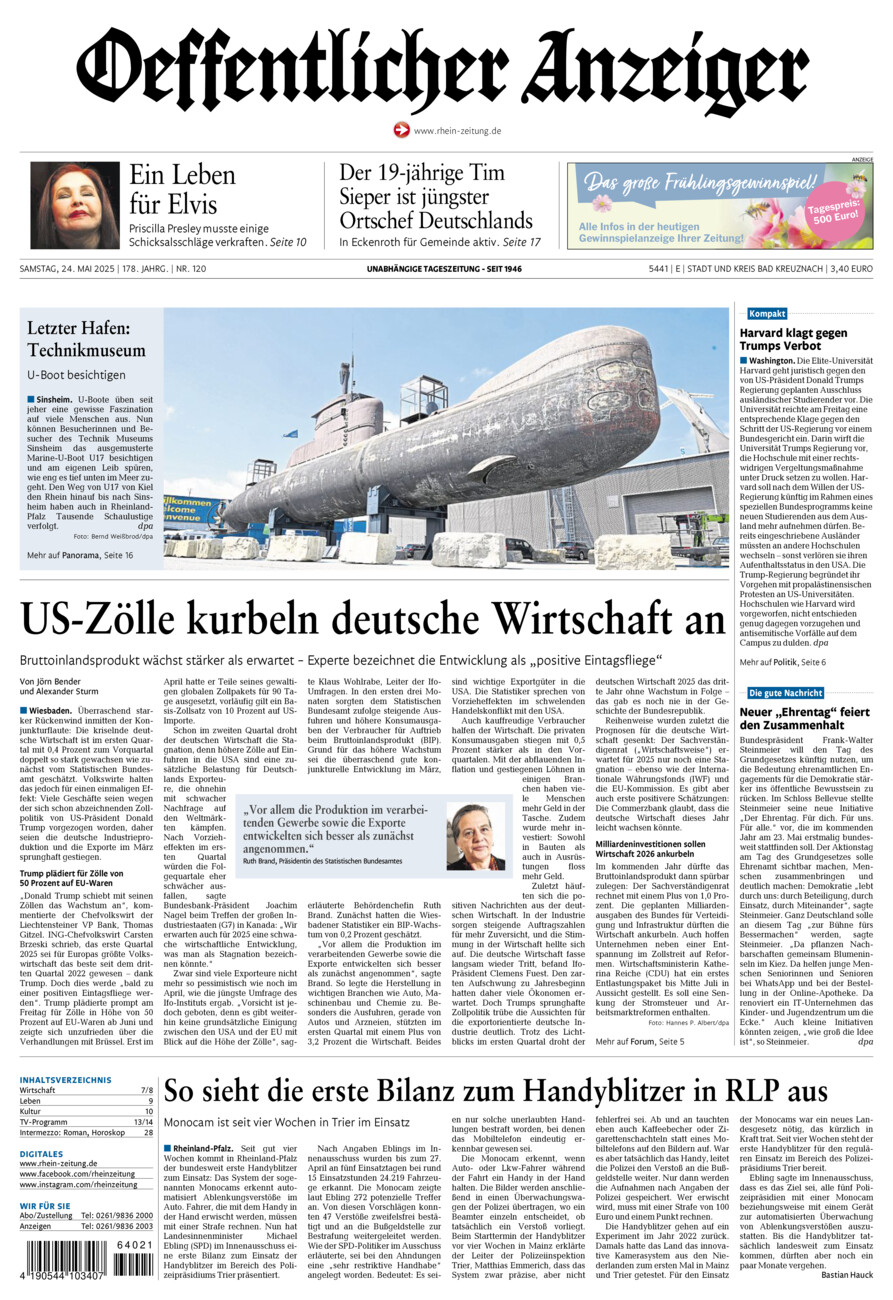 Oeffentlicher Anzeiger vom Samstag, 24.05.2025