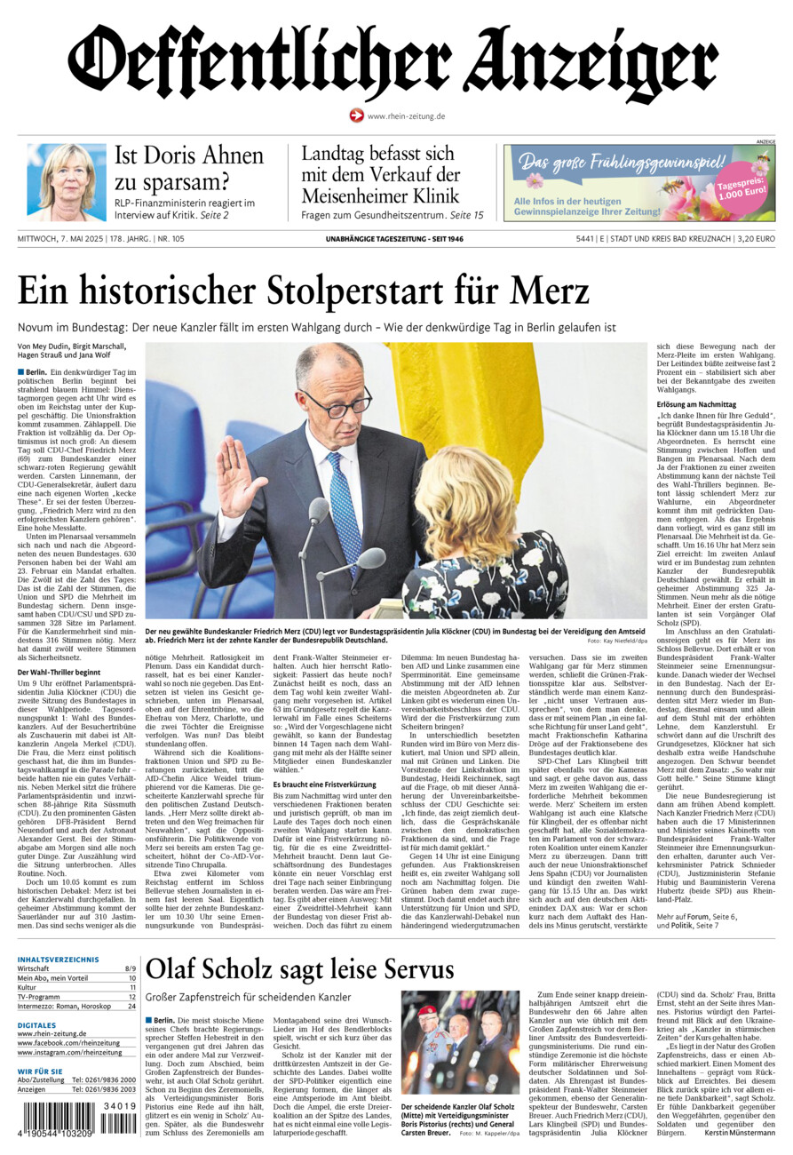 Oeffentlicher Anzeiger vom Mittwoch, 07.05.2025