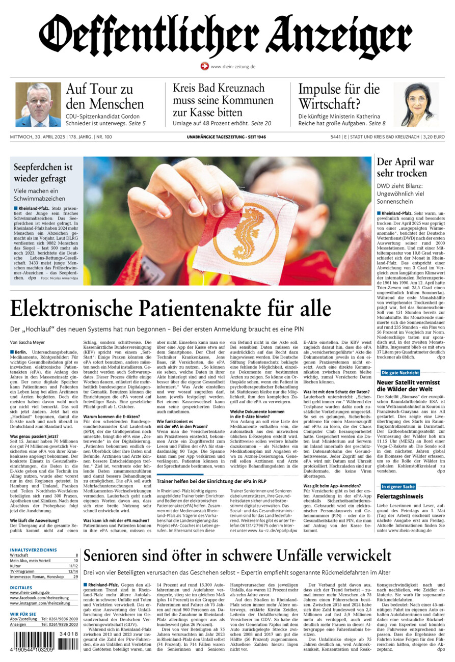 Oeffentlicher Anzeiger vom Mittwoch, 30.04.2025