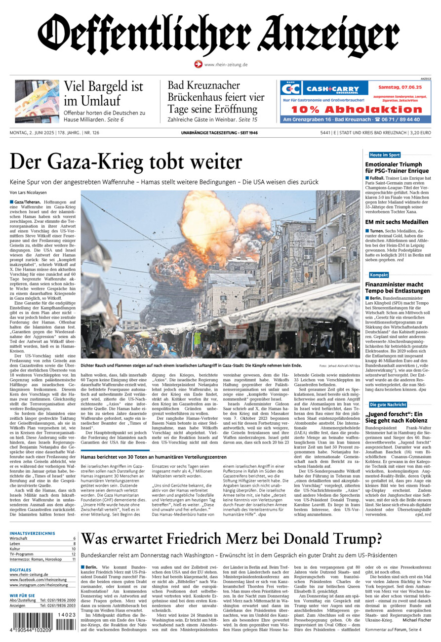 Oeffentlicher Anzeiger vom Montag, 02.06.2025