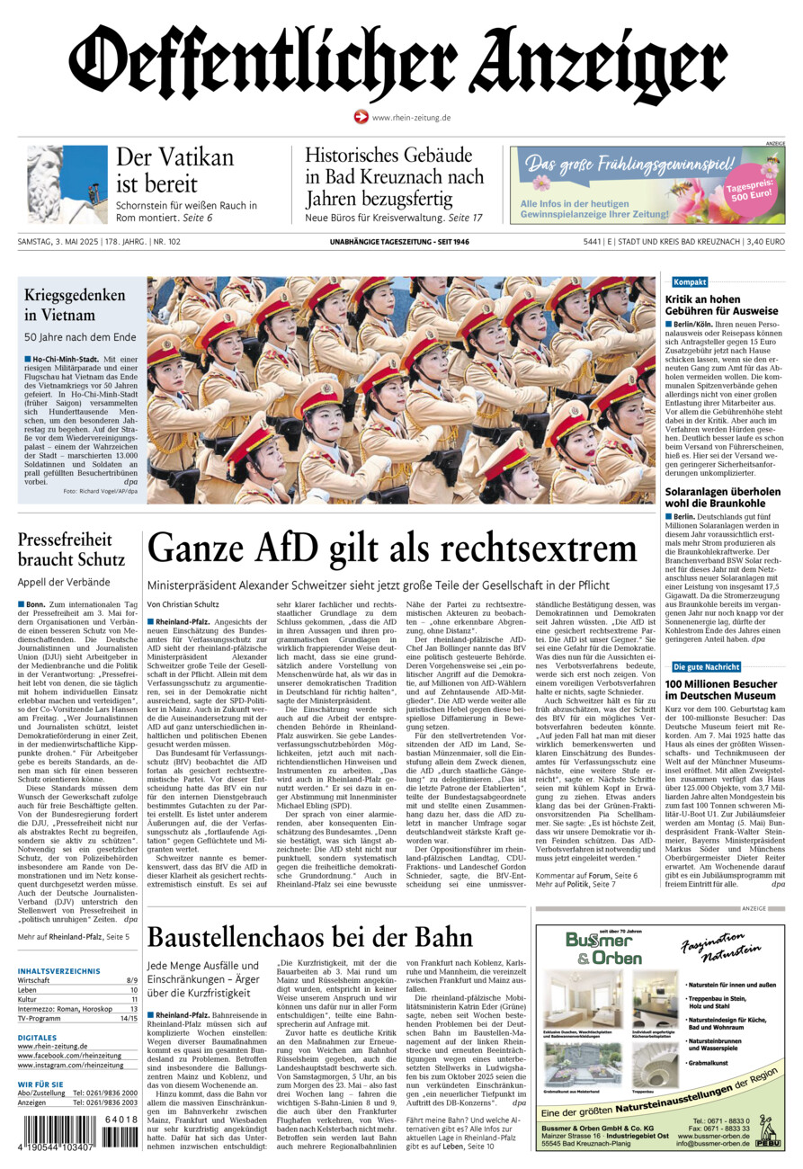 Oeffentlicher Anzeiger vom Samstag, 03.05.2025