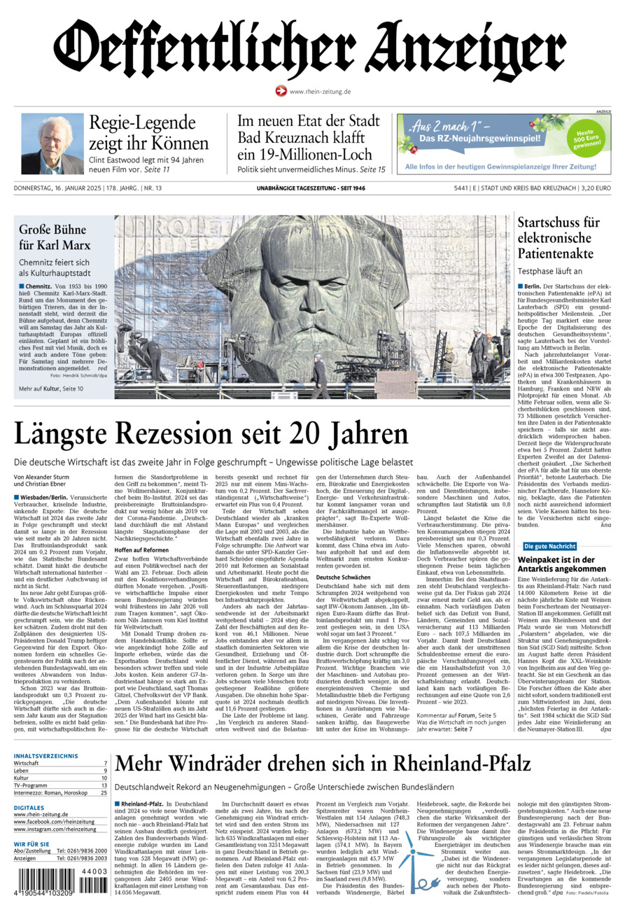 Oeffentlicher Anzeiger vom Donnerstag, 16.01.2025