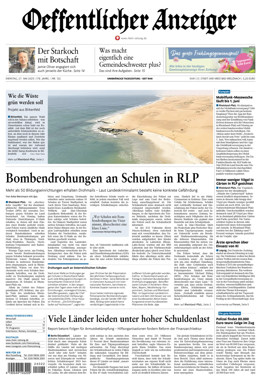 Oeffentlicher Anzeiger vom Dienstag, 27.05.2025