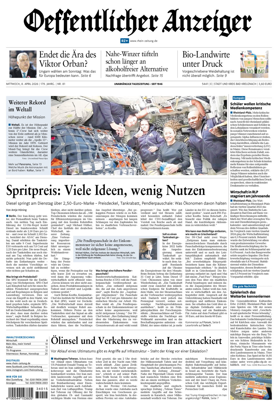 Oeffentlicher Anzeiger vom Mittwoch, 08.04.2026