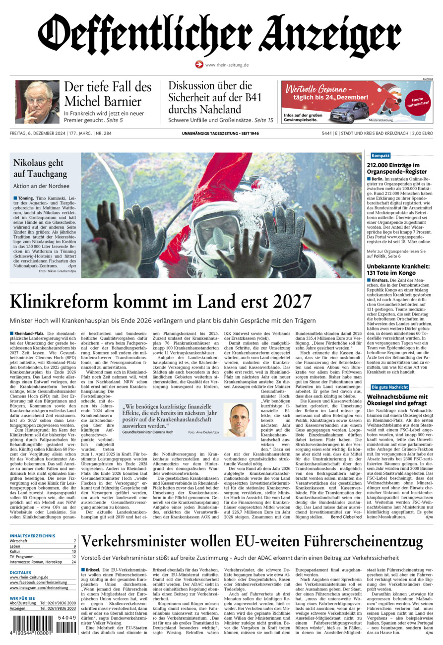 Oeffentlicher Anzeiger vom Freitag, 06.12.2024