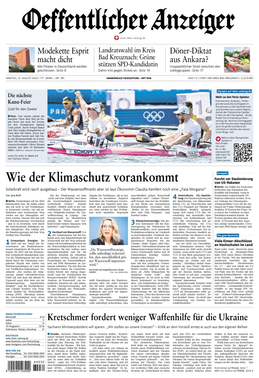 Oeffentlicher Anzeiger vom Samstag, 10.08.2024