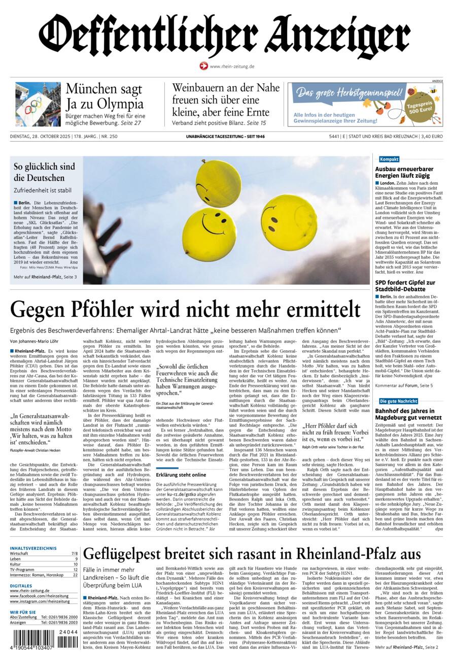 Oeffentlicher Anzeiger vom Dienstag, 28.10.2025