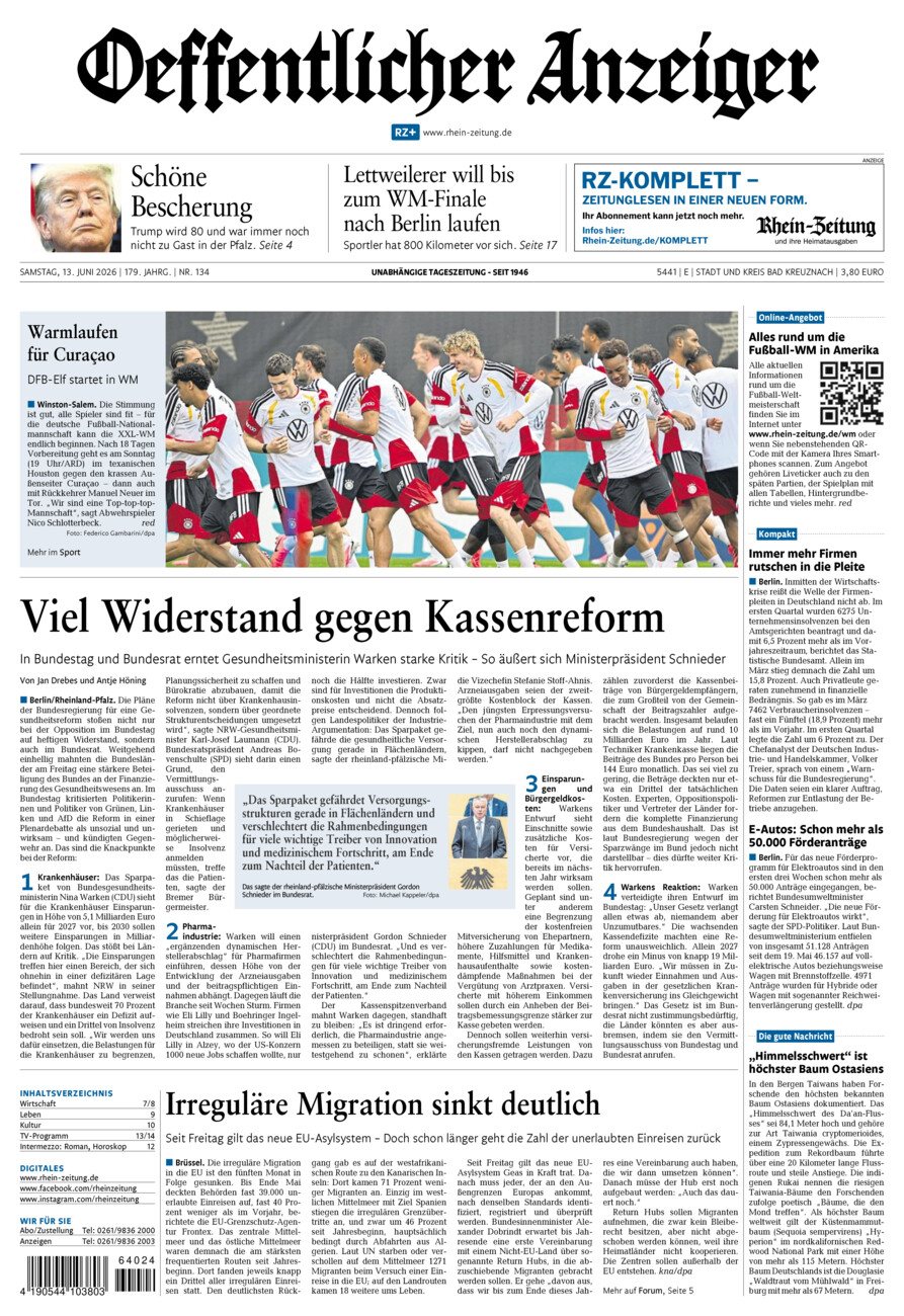 Oeffentlicher Anzeiger vom Samstag, 13.06.2026