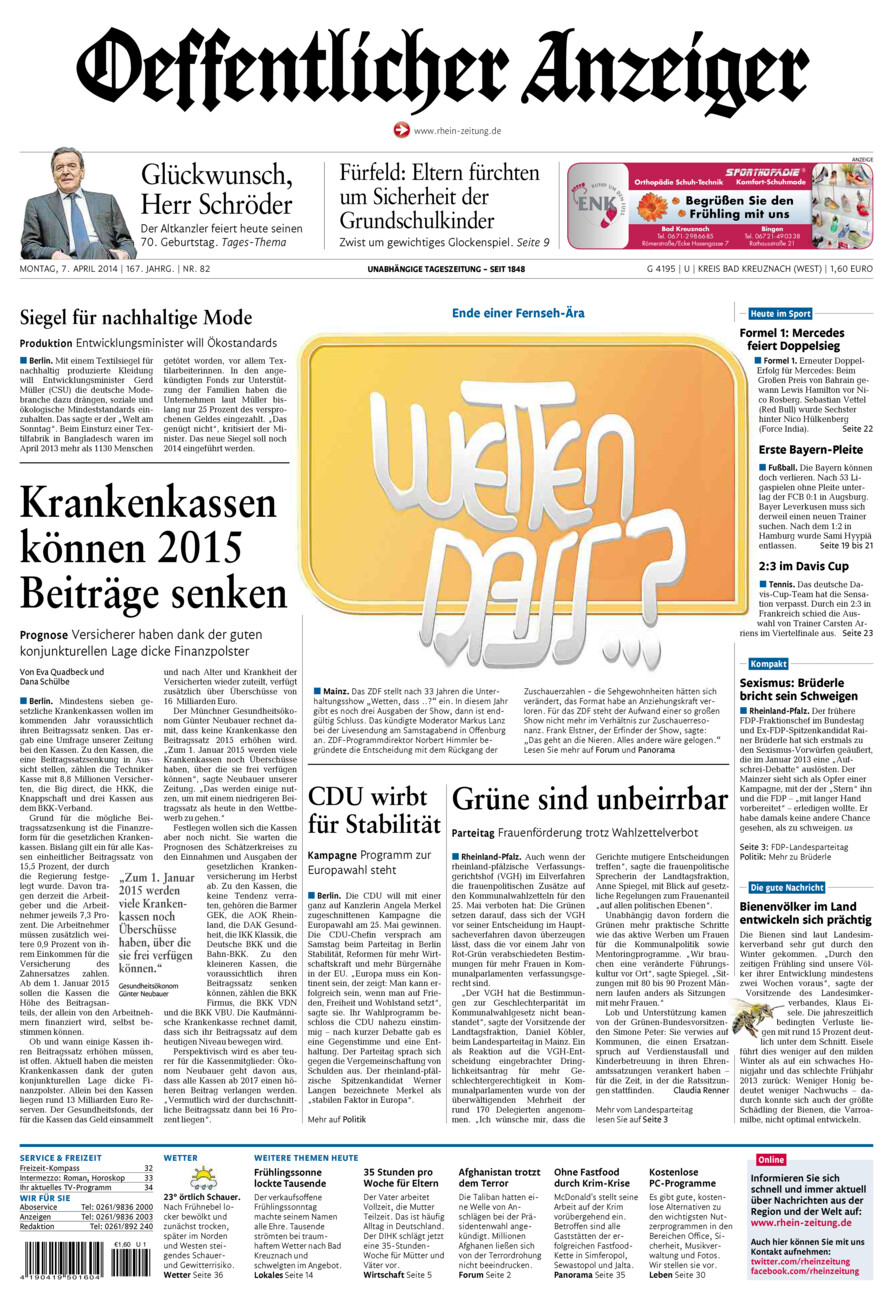 Oeffentlicher Anzeiger Kirn (Archiv) vom Montag, 07.04.2014