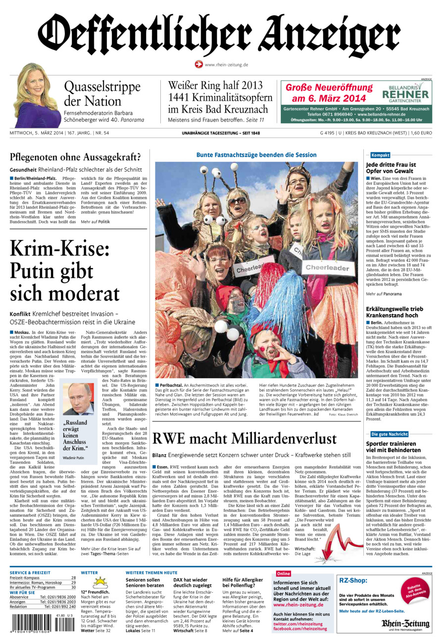 Oeffentlicher Anzeiger Kirn (Archiv) vom Mittwoch, 05.03.2014