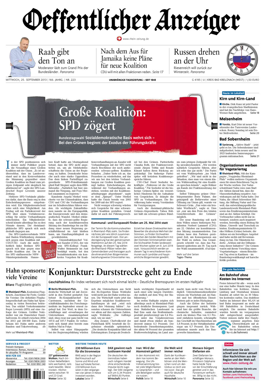 Oeffentlicher Anzeiger Kirn (Archiv) vom Mittwoch, 25.09.2013