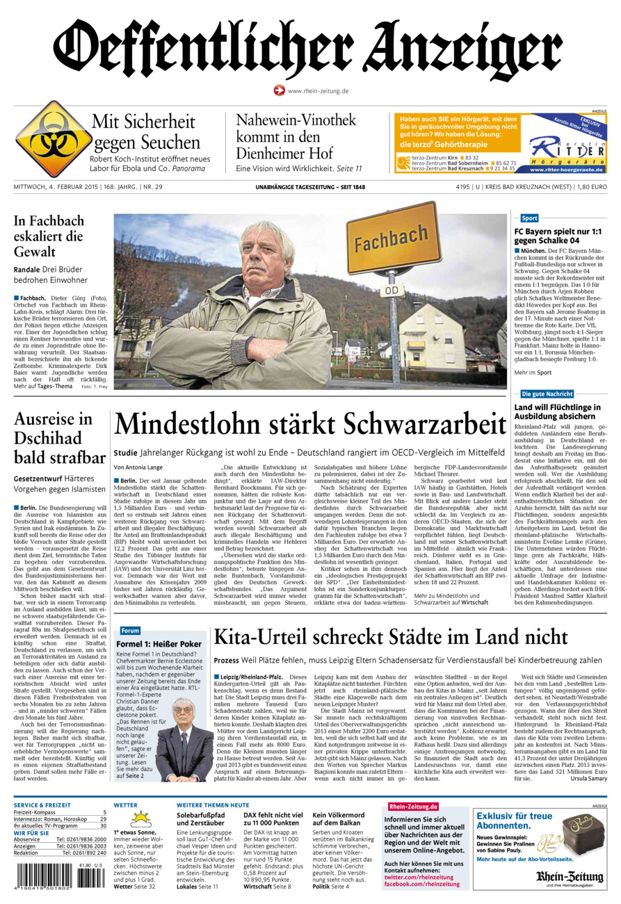 Oeffentlicher Anzeiger Kirn (Archiv) vom Mittwoch, 04.02.2015