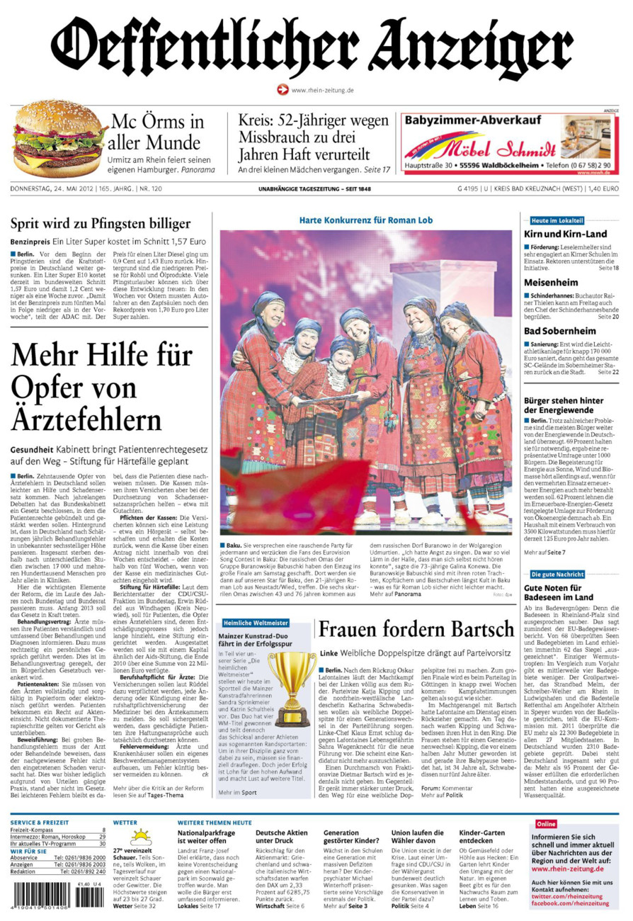 Oeffentlicher Anzeiger Kirn (Archiv) vom Donnerstag, 24.05.2012