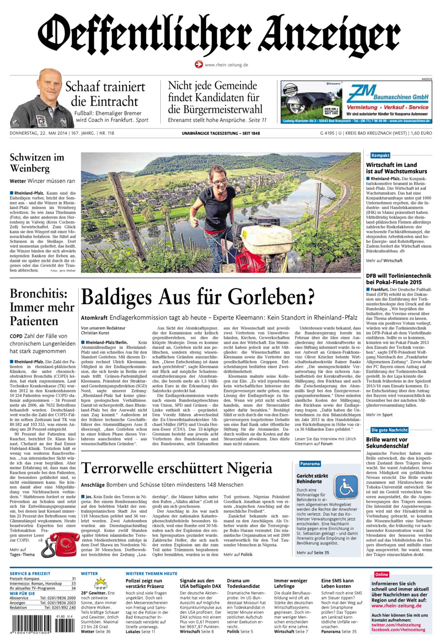 Oeffentlicher Anzeiger Kirn (Archiv) vom Donnerstag, 22.05.2014