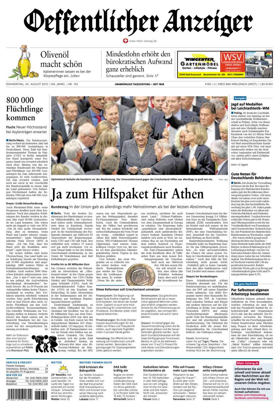 Oeffentlicher Anzeiger Kirn (Archiv) vom Donnerstag, 20.08.2015