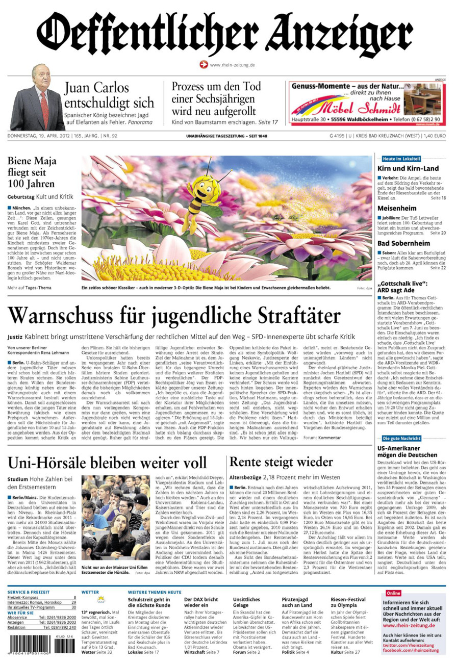 Oeffentlicher Anzeiger Kirn (Archiv) vom Donnerstag, 19.04.2012