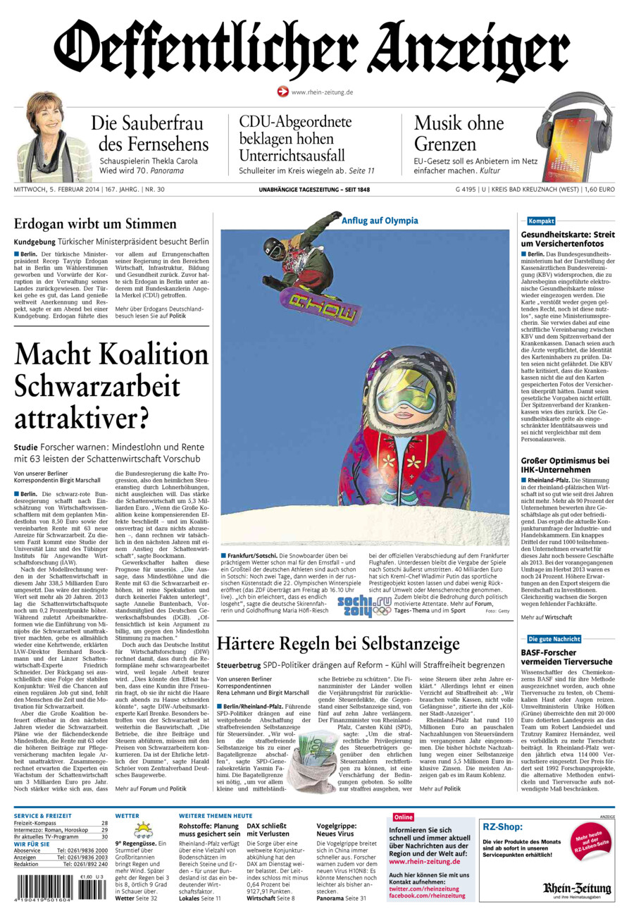 Oeffentlicher Anzeiger Kirn (Archiv) vom Mittwoch, 05.02.2014