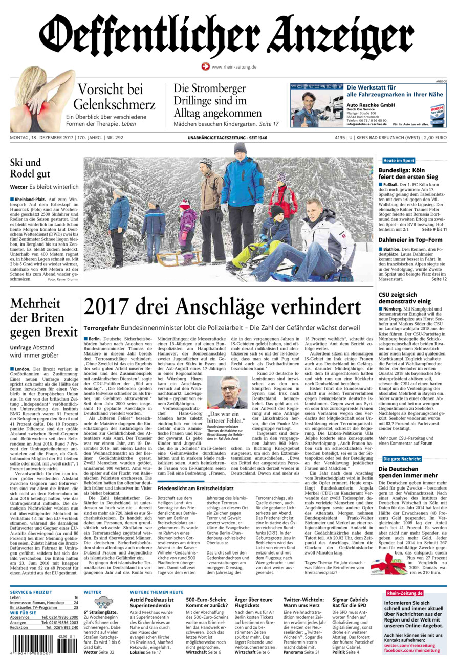 Oeffentlicher Anzeiger Kirn (Archiv) vom Montag, 18.12.2017
