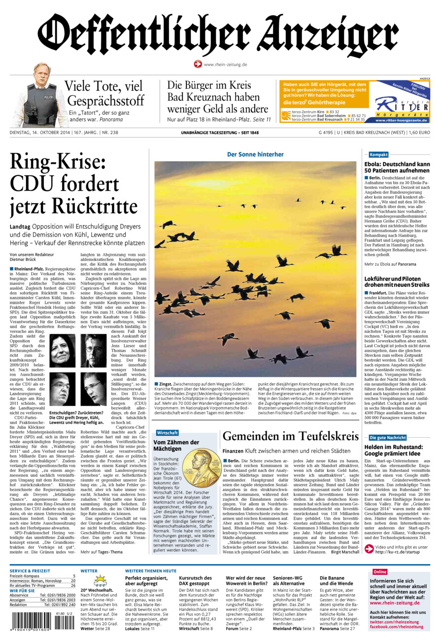 Oeffentlicher Anzeiger Kirn (Archiv) vom Dienstag, 14.10.2014