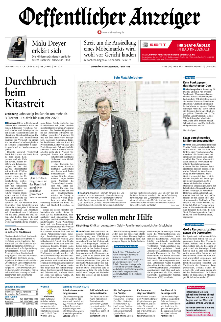 Oeffentlicher Anzeiger Kirn (Archiv) vom Donnerstag, 01.10.2015