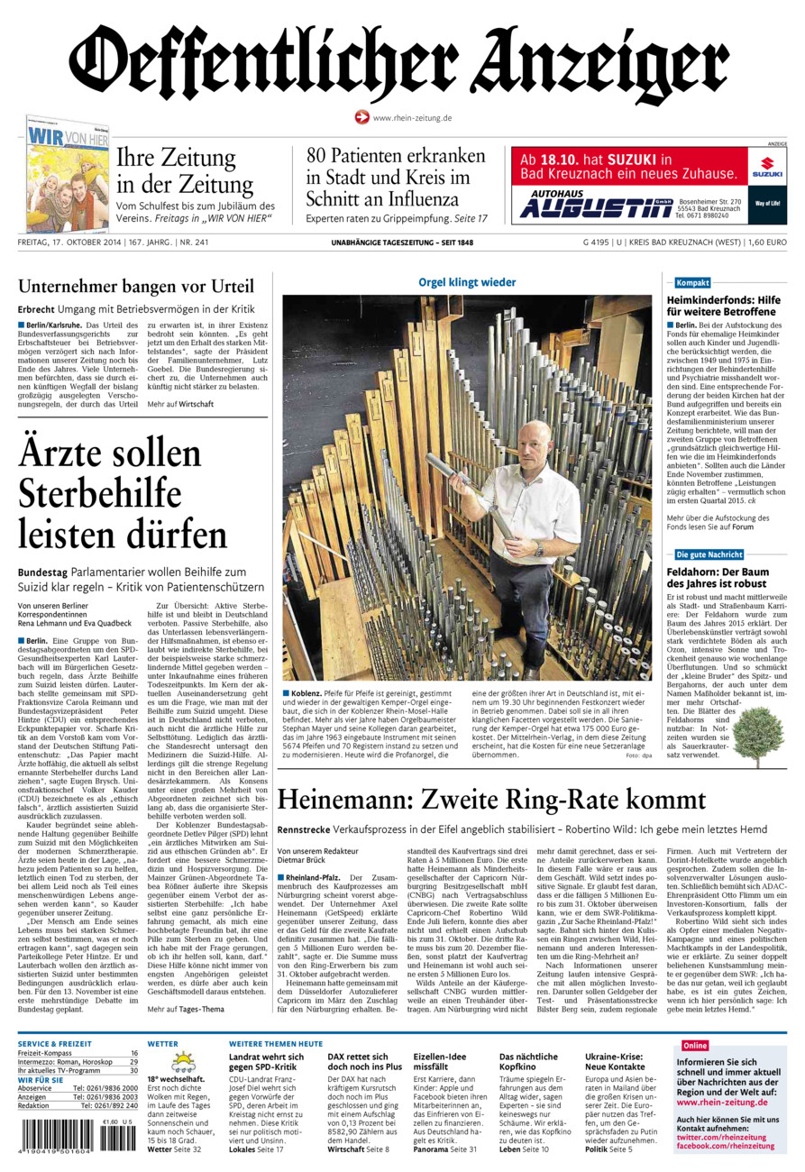 Oeffentlicher Anzeiger Kirn (Archiv) vom Freitag, 17.10.2014