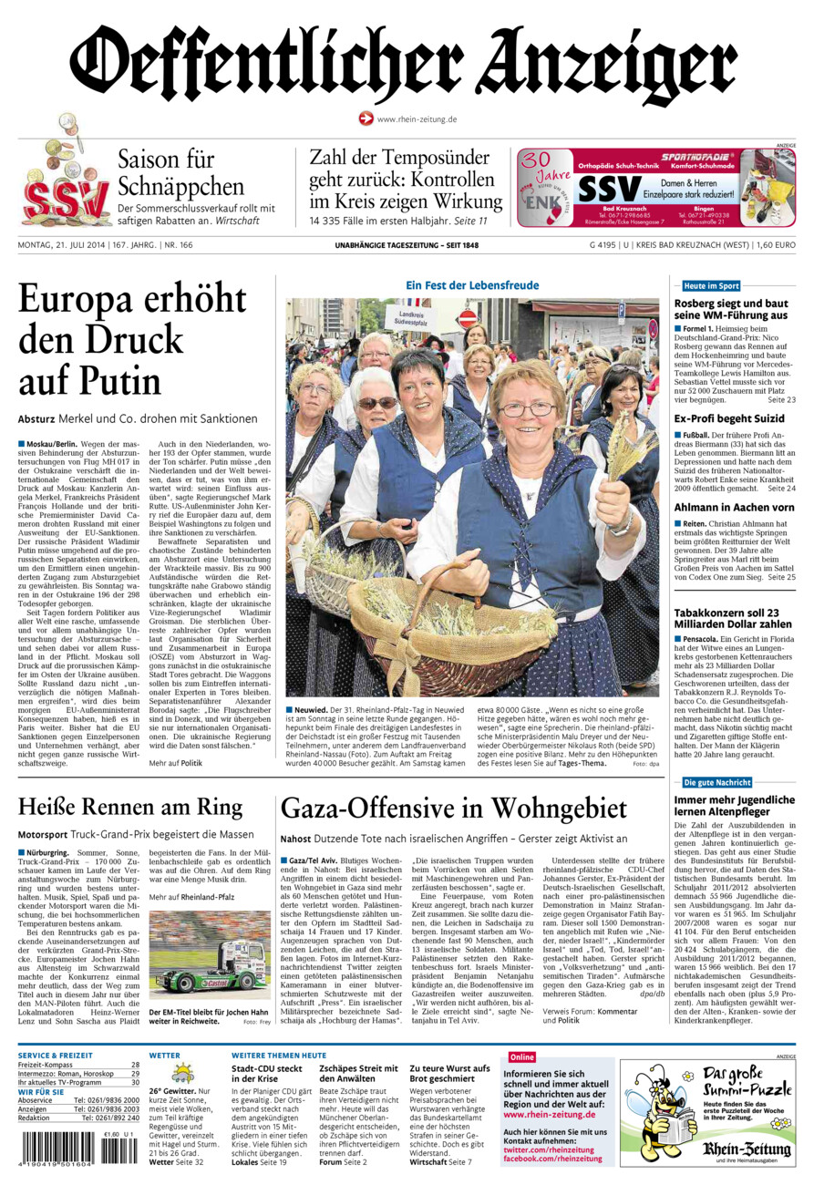 Oeffentlicher Anzeiger Kirn (Archiv) vom Montag, 21.07.2014