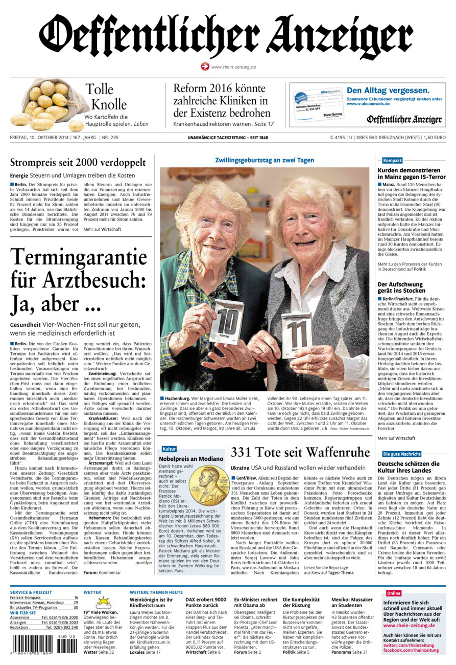 Oeffentlicher Anzeiger Kirn (Archiv) vom Freitag, 10.10.2014