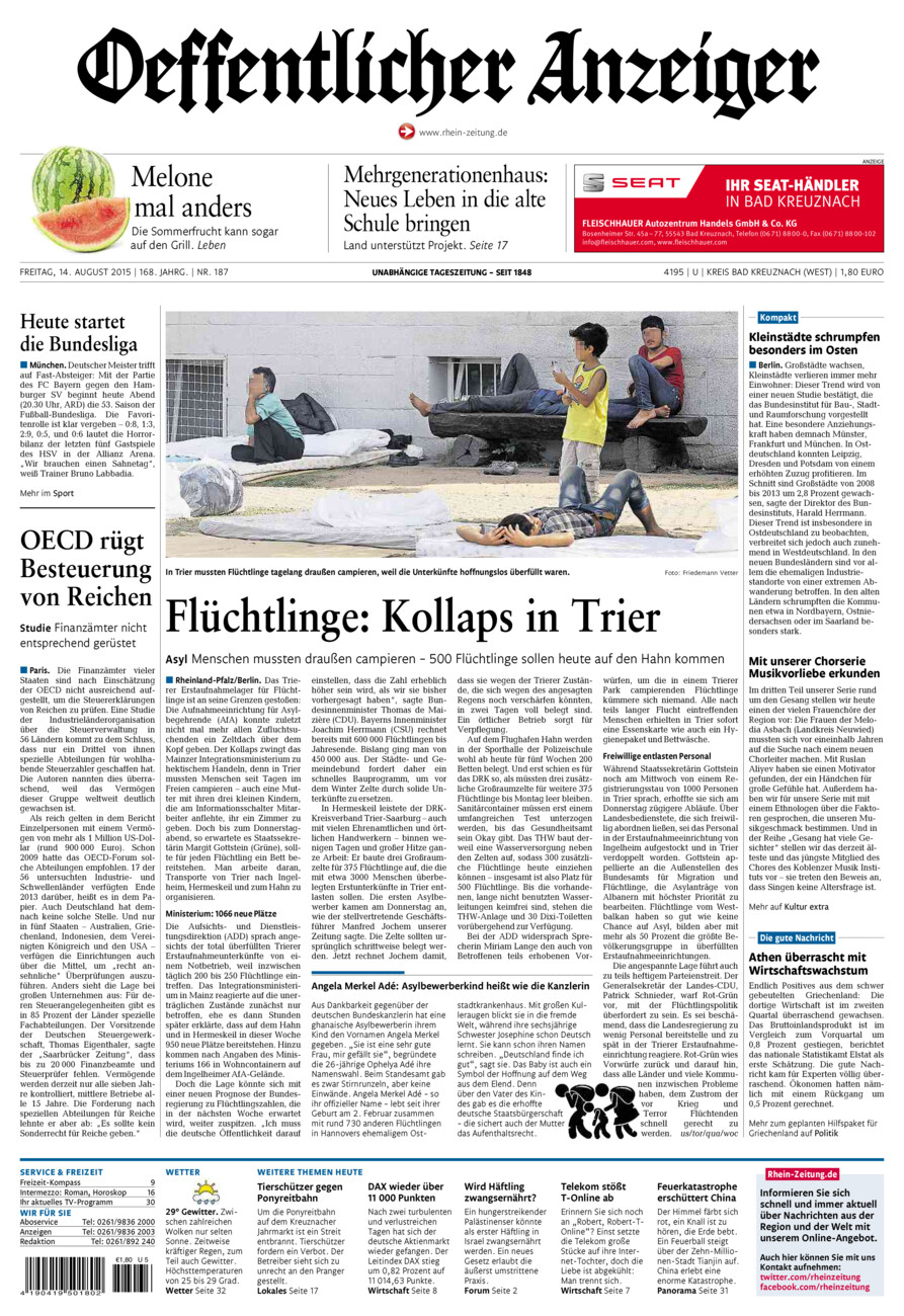 Oeffentlicher Anzeiger Kirn (Archiv) vom Freitag, 14.08.2015