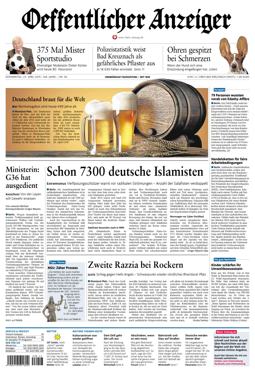 Oeffentlicher Anzeiger Kirn (Archiv) vom Donnerstag, 23.04.2015
