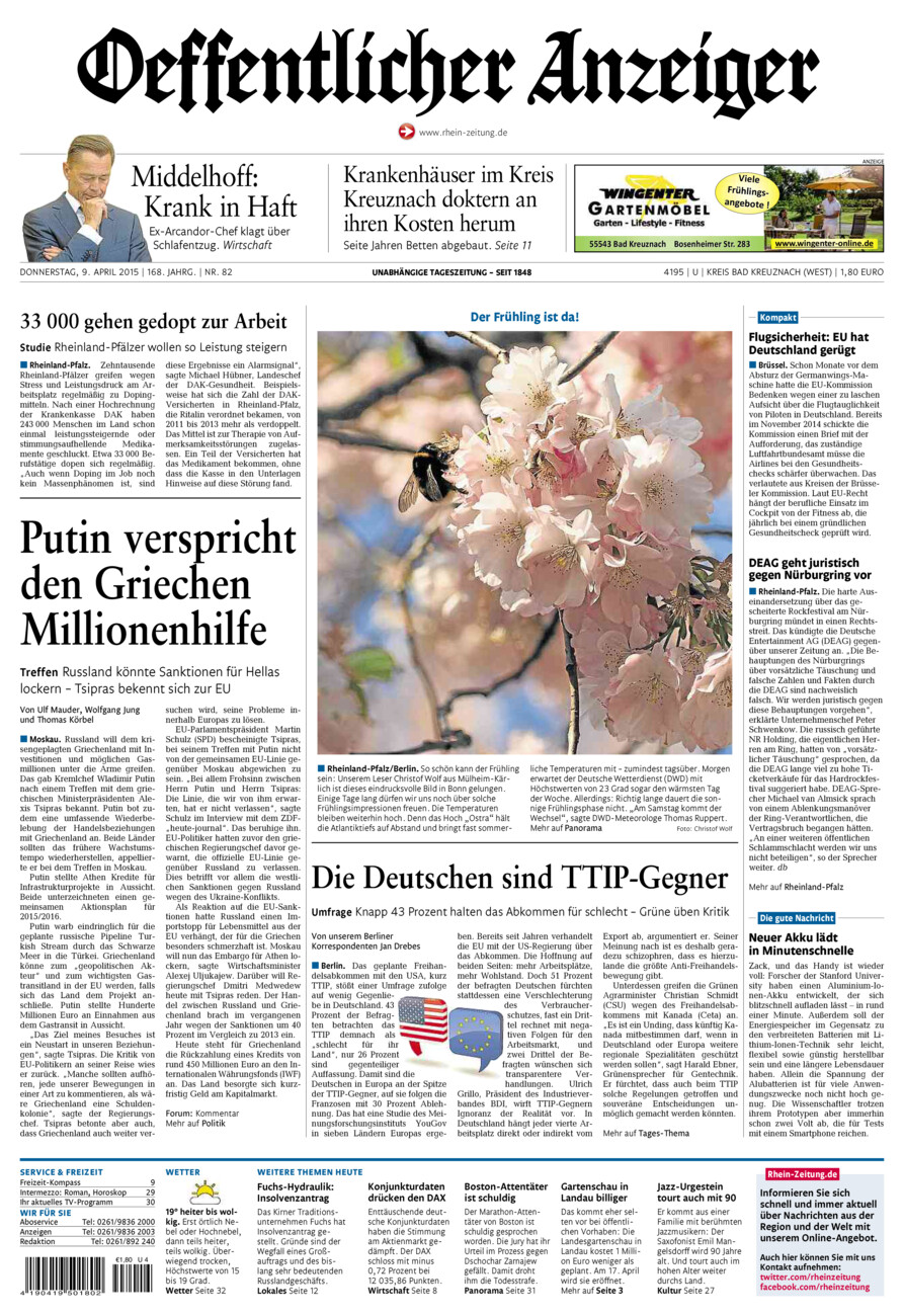 Oeffentlicher Anzeiger Kirn (Archiv) vom Donnerstag, 09.04.2015